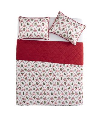 Christmas Bow Microfiber 3-Pc. Quilt Set, Full/Queen