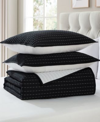 Embroidered Pick Stitch Microfiber 3-Pc. Quilt Set, Full/Queen