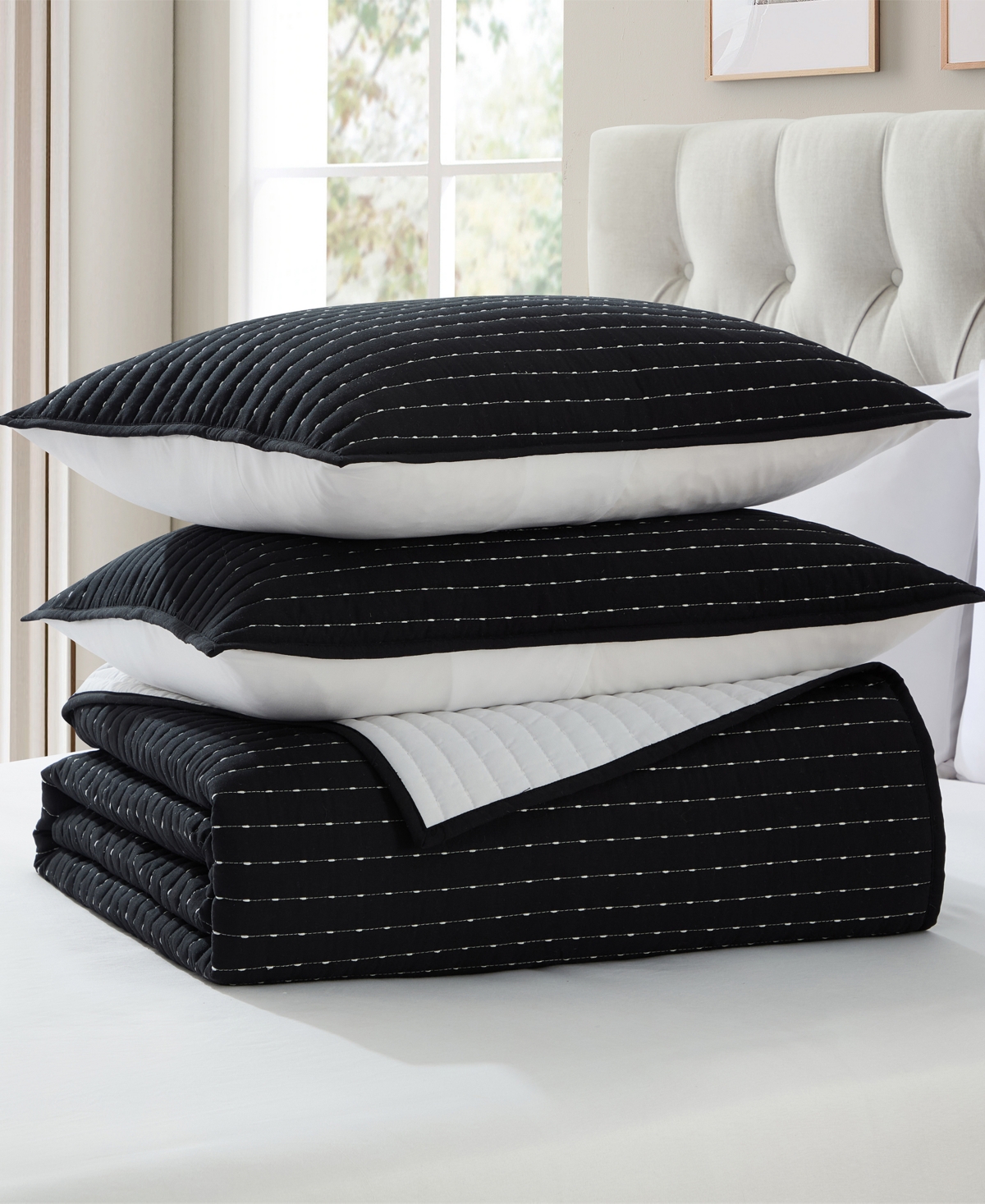 Vcny Home Embroidered Pick Stitch Microfiber 3-Pc. Quilt Set