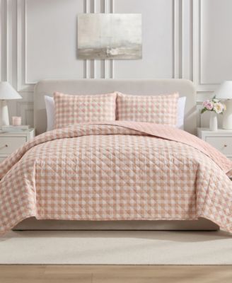 Gingham Microfiber 3-Pc. Quilt Set, King