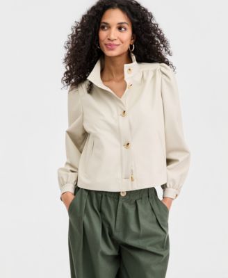 Women's Woven Solid Cropped Jacket, Macy's Exclusive
