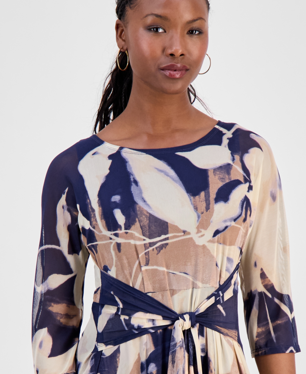 Robbie Bee Women's Tie-Front Midi Dress