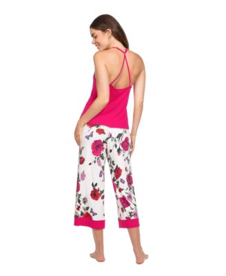 Women's 3-Pc. Velvet Trimmed Kiss Pajama Set