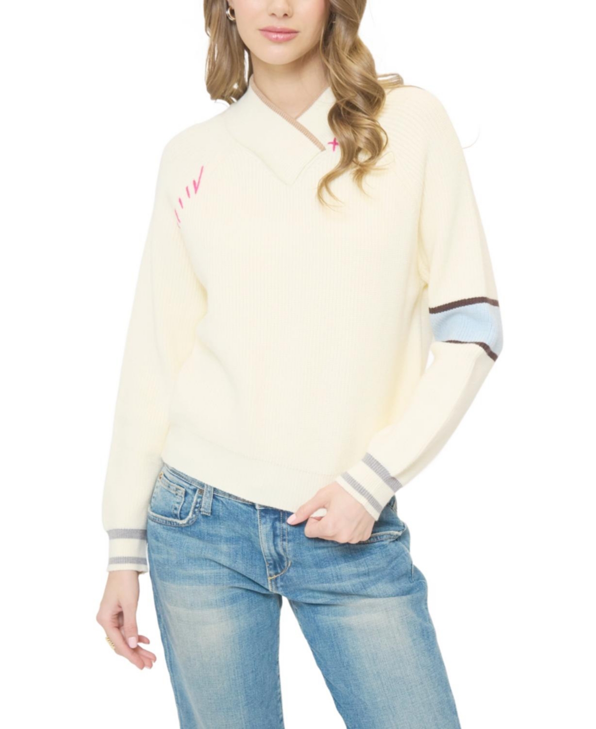 Central Park West Women's Parker Crossover Neck Sweater