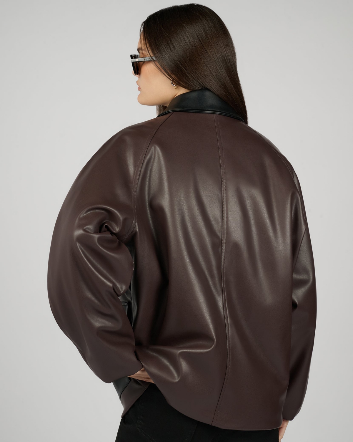 WeWoreWhat Women's Cocoon Leather Jacket