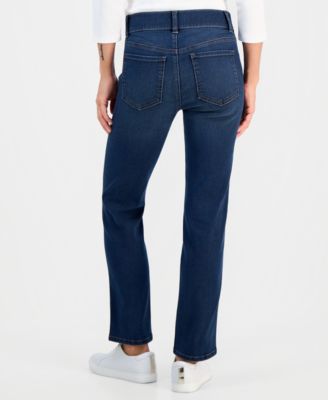 Petite High-Rise Pull-On Straight-Leg Jeans, Macy's Exclusive 