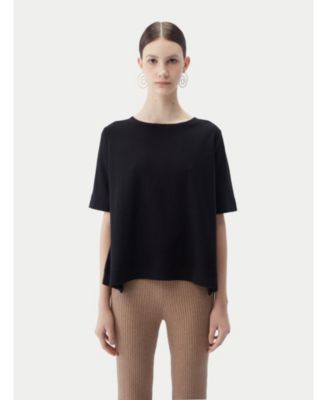 Women's Box-Cut Cotton Silk Cashmere Blend T-Shirt