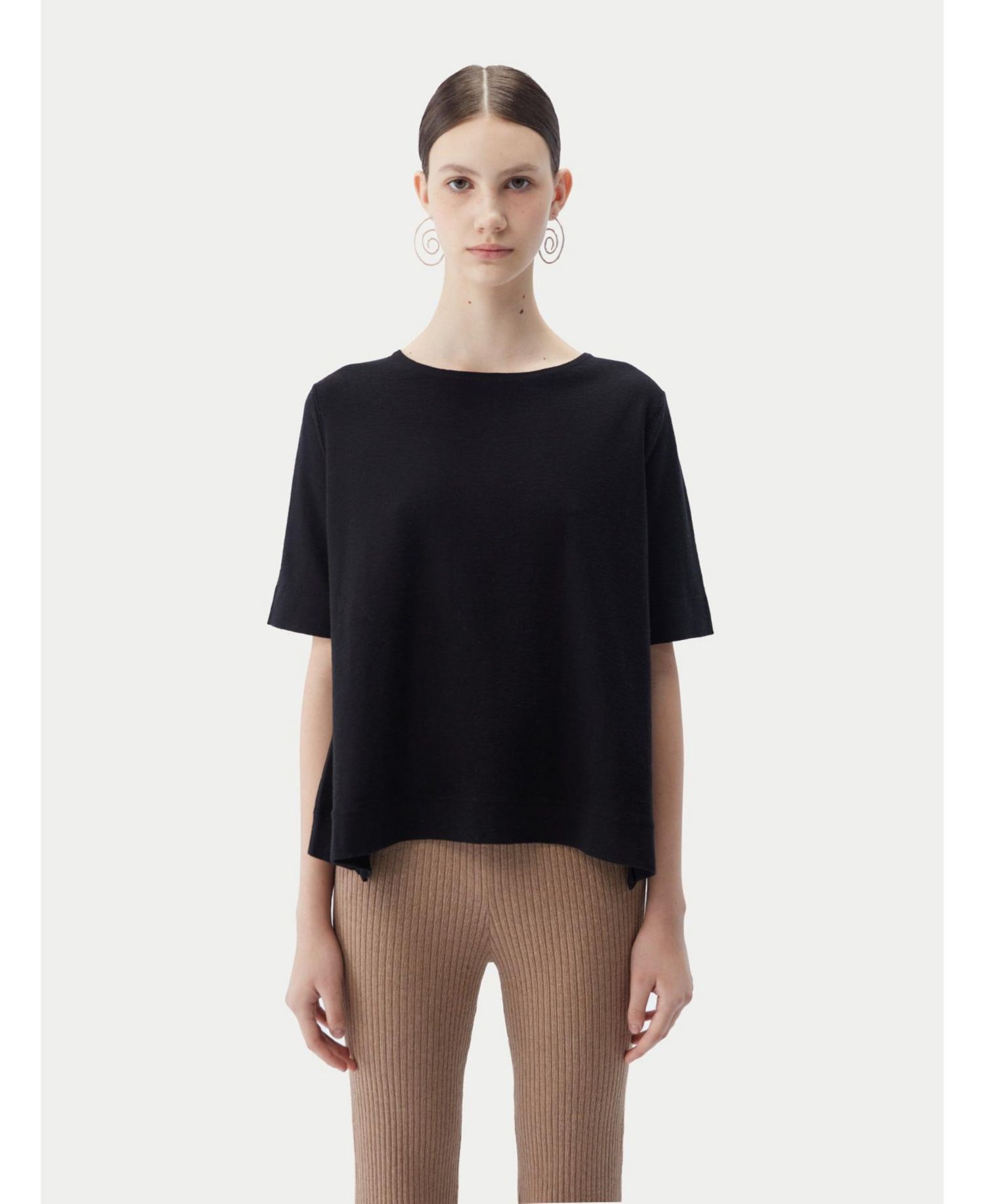 Women's Box-Cut Cotton Silk Cashmere Blend T-Shirt