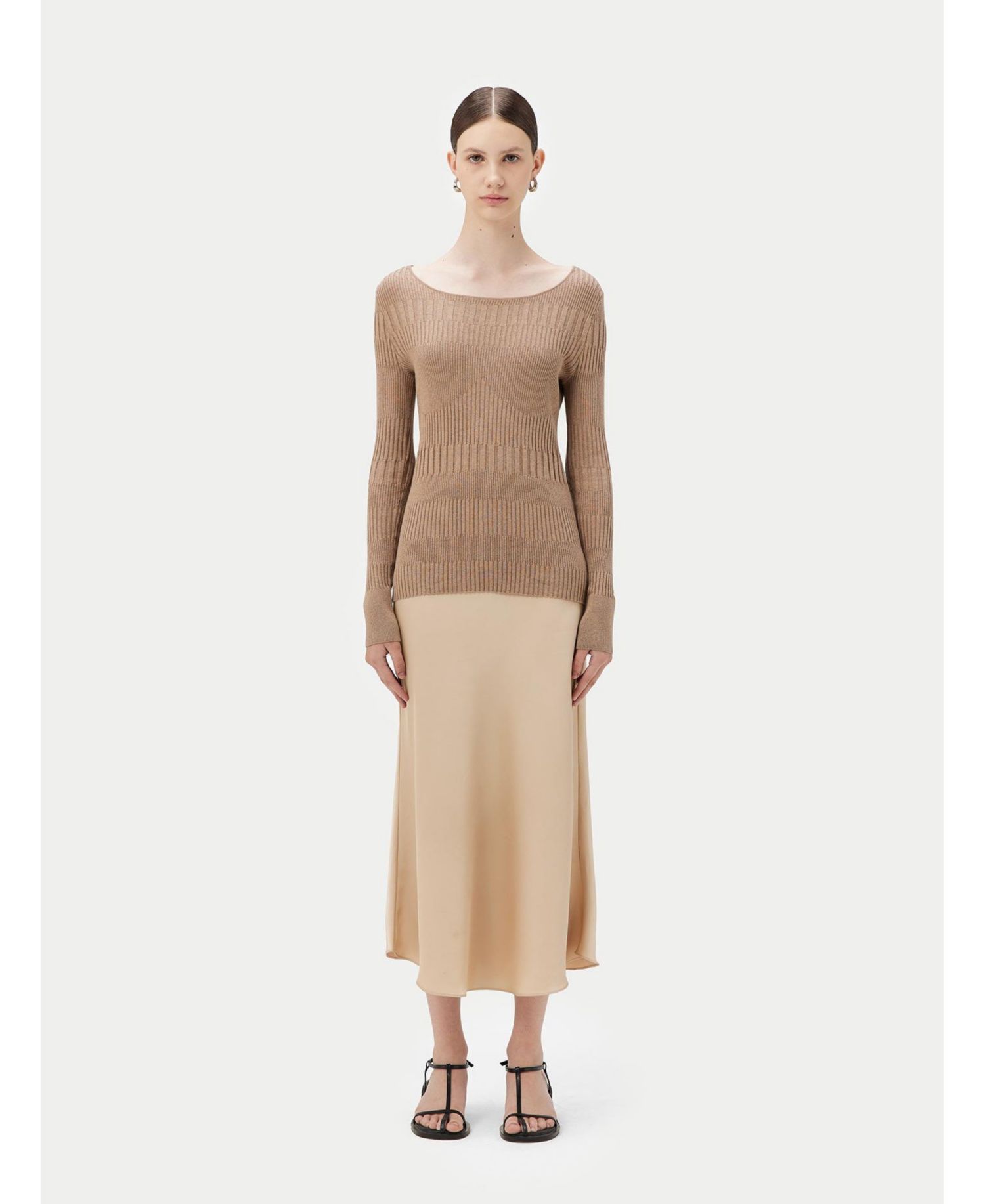 Juniors' Ribbed Cotton Silk Cashmere Blend Sweater