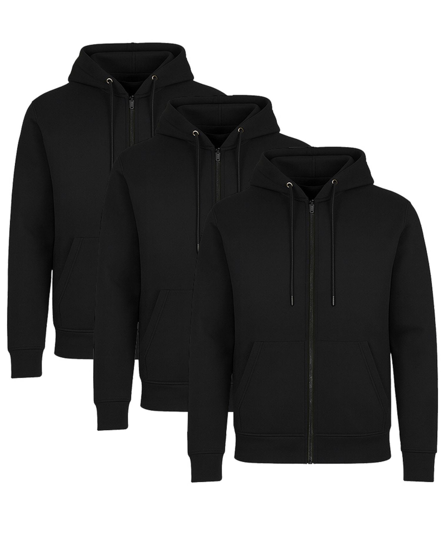 Men's Lined Full-Zip Hoodie, 3-Pack