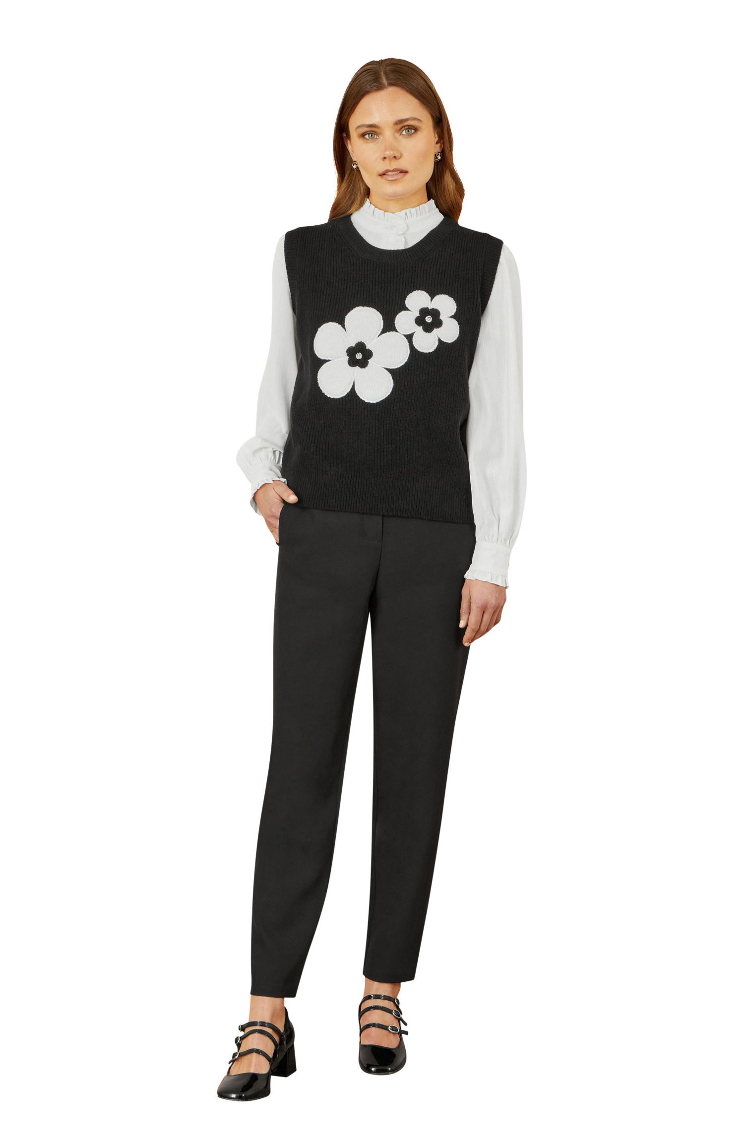 Women's Knitted Floral Sleeveless Sweater Vest