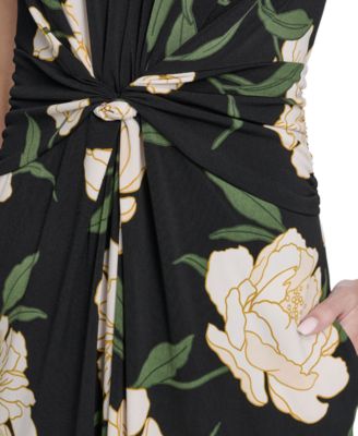 Women's Printed Twist Front V-Neck Jumpsuit