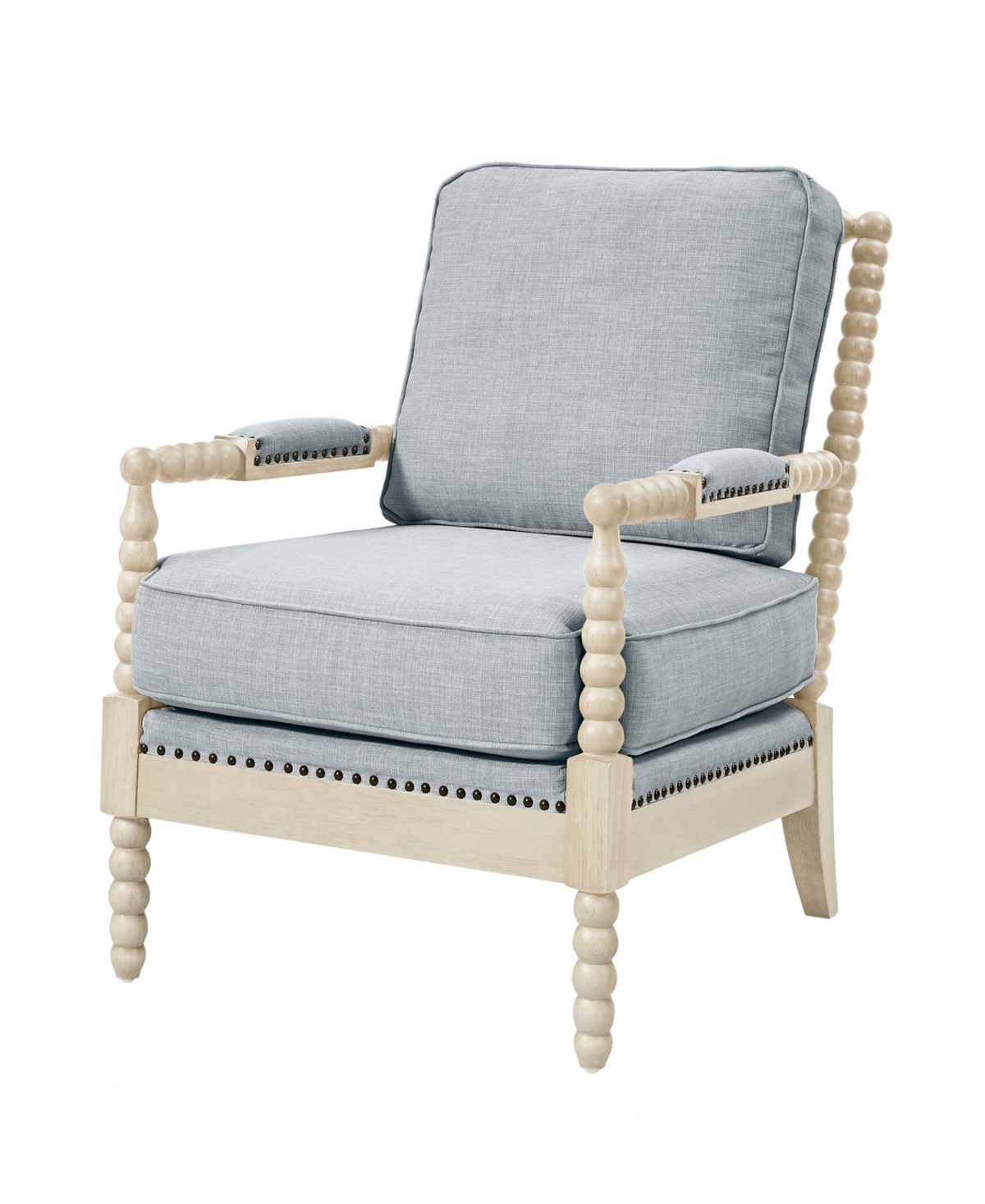 Madison Park 25.5" Solid Wood Frame Turned-wood Legs Accent Armchair In Blue