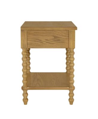 24" Solid Wood Frame Camel Oak Finish Nightstand