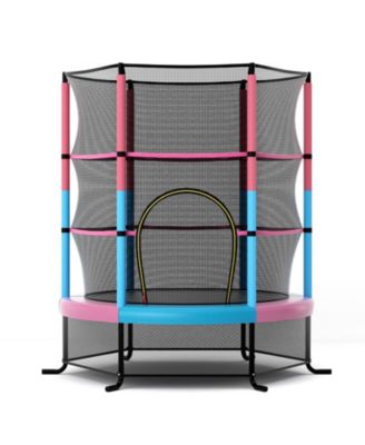 55 Inch Kids Recreational Trampoline Bouncing Jumping Mat with Enclosure Net