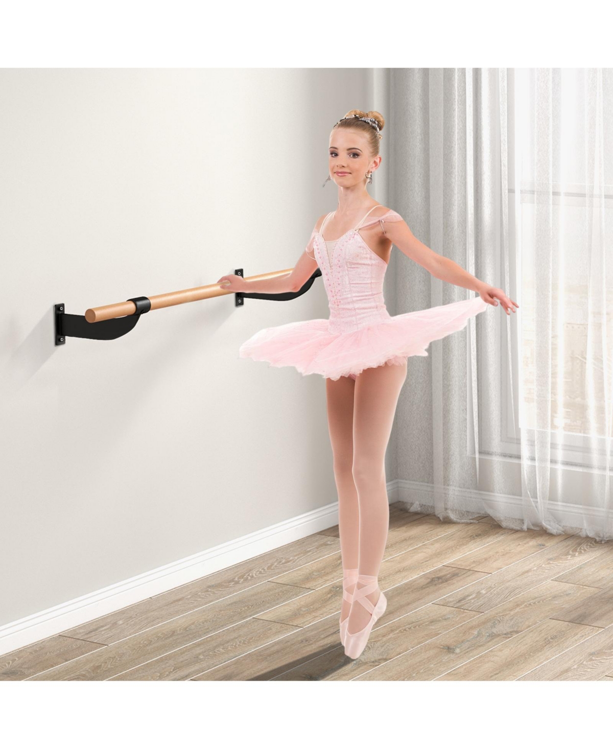Skonyon 4 Feet Wall-Mounted Ballet Barre for Yoga
