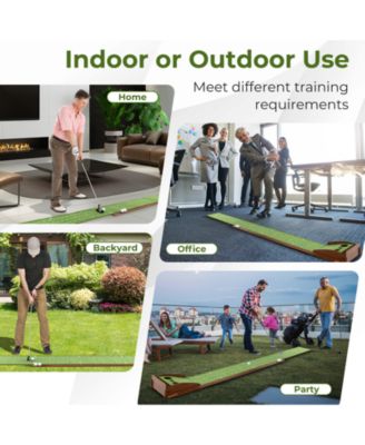 Golf Putting Mat Practice Training Aid with Auto Ball Return and 3 Hole Sizes