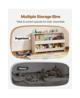 Wooden Toy Storage Organizer with 3 Cubbies and Drawers