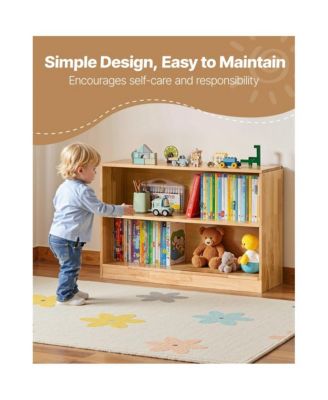 2-Tier Wooden Toy Storage Organizer with Dual Cubbies for Home Use