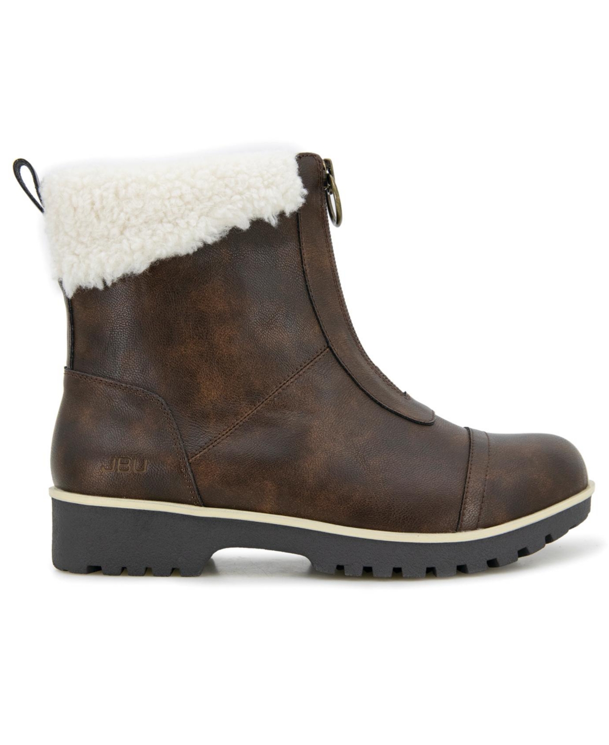 Jbu Women's Brynn Water Resistant Zip-front Cozy Booties In Brown