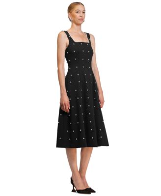 RACHEL Rachel Roy - Women's Zahra Nailhead Trim Square Neck Midi Dress