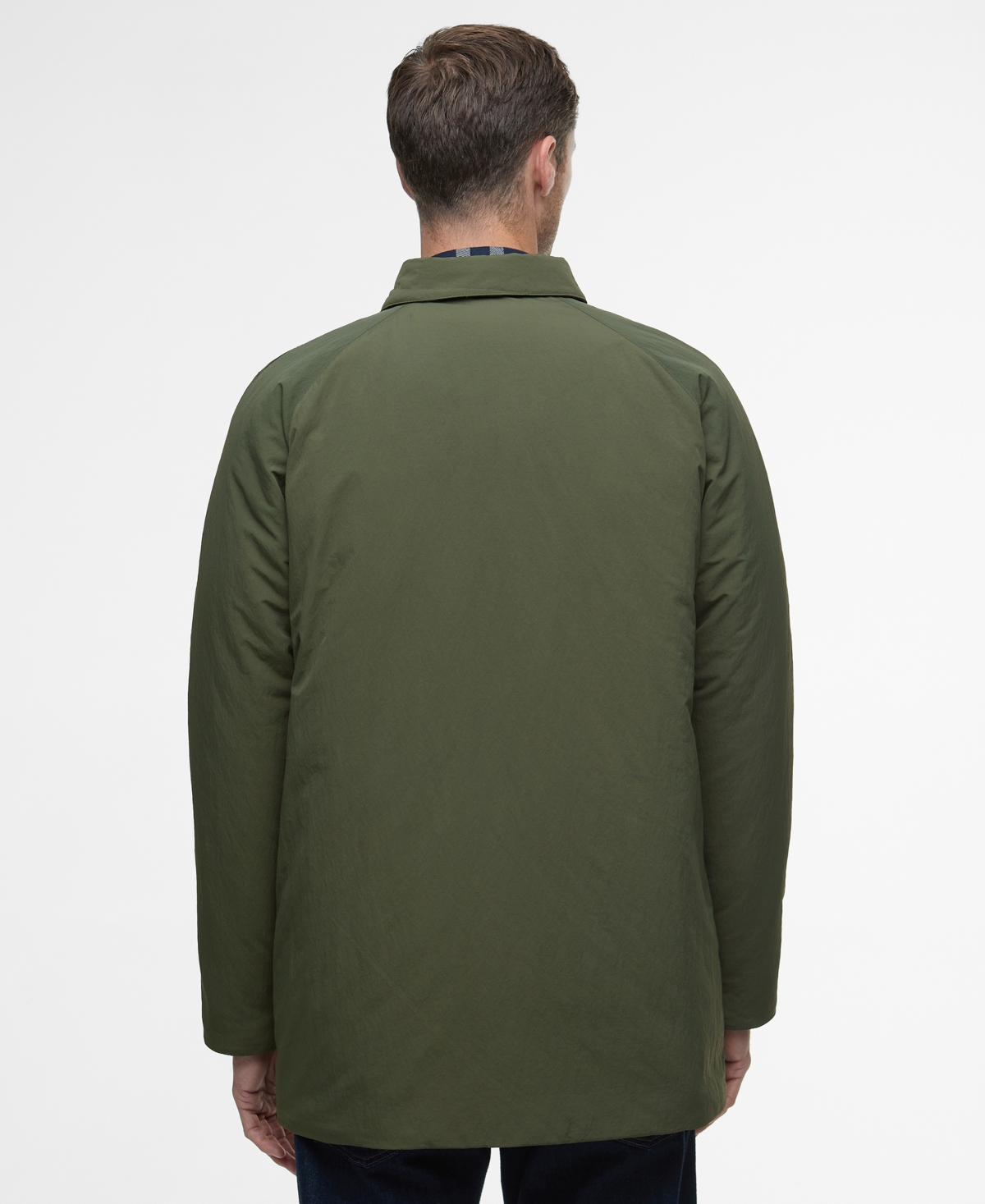 Barbour Men's Wadded Lorden Showerproof Long-sleeve Mac Jacket In Green