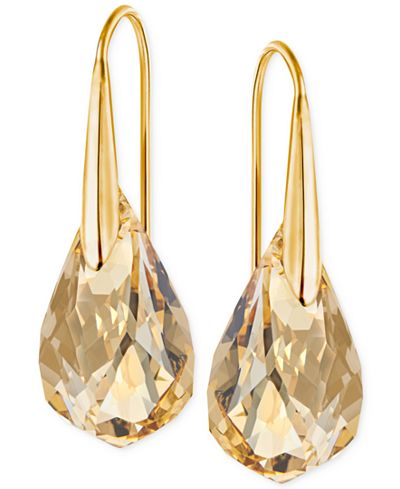Swarovski Gold-Tone Champagne Crystal Drop Earrings