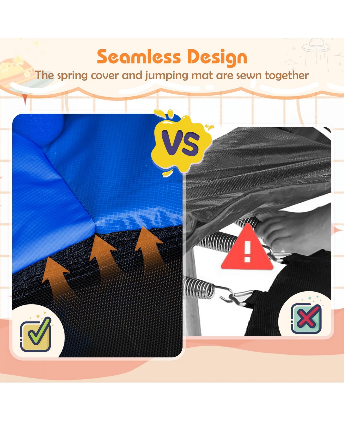 Sugift 64 Inch Kids Trampoline with Detachable Canopy and Safety Enclosure Net