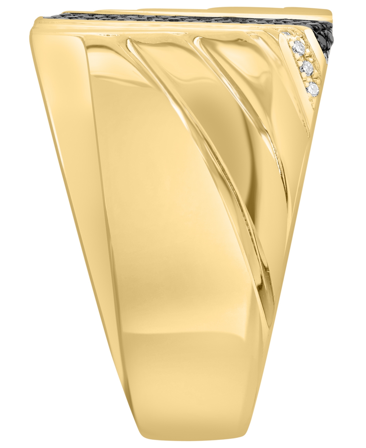 Effy Collection Men's Diamond (3/8 ct. t.w.) Ring in Gold over Silver