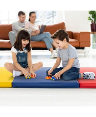 6 x 2 FT Tri-Fold Gym Mat with Handles and Removable Zippered Cover-Multicolor