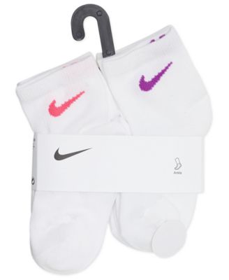 Girls 4-7 Metallic Swoosh Quarter Socks, 6-Pack