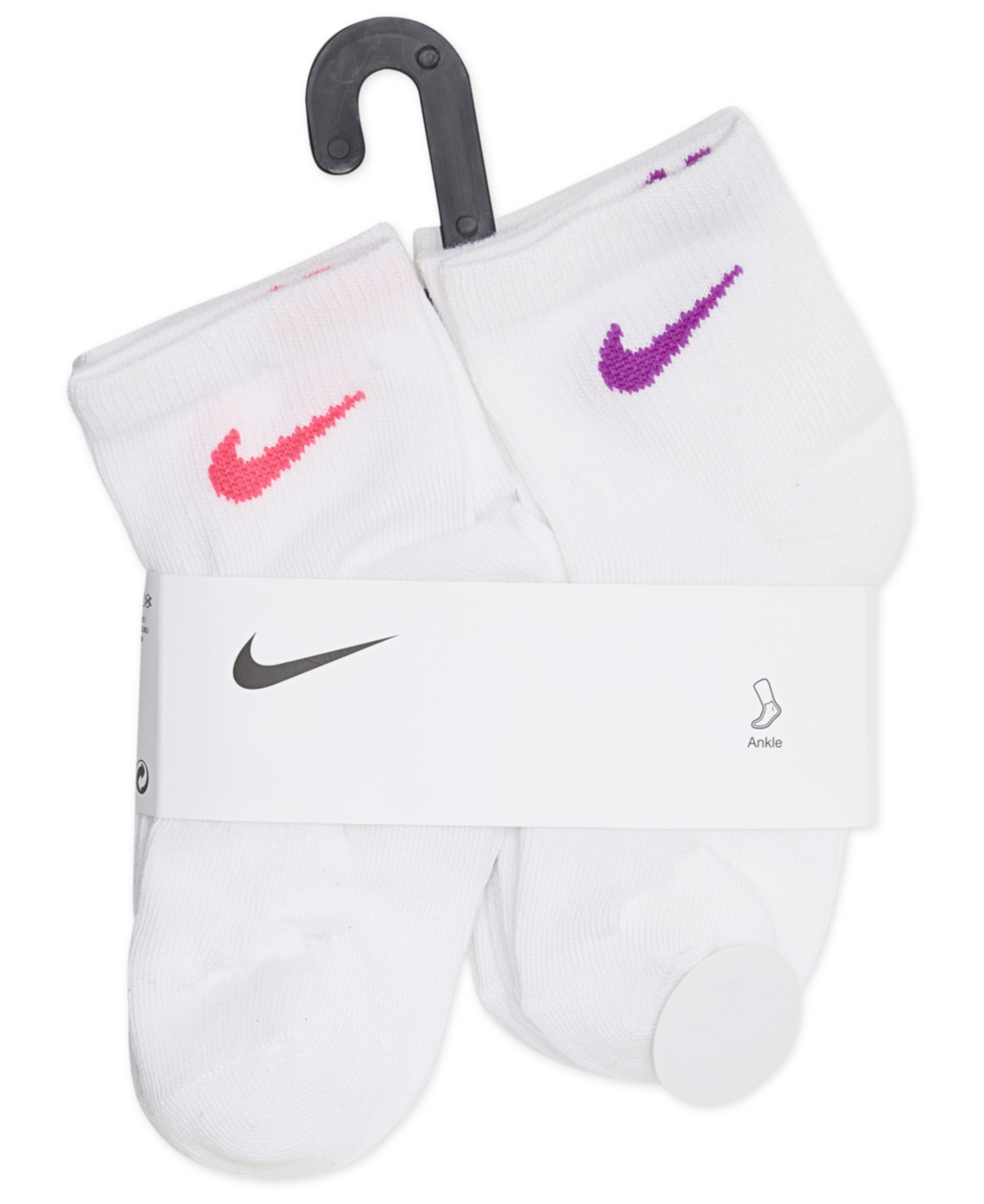 Nike Kids' Metallic 6-pack Swoosh Quarter Socks In White