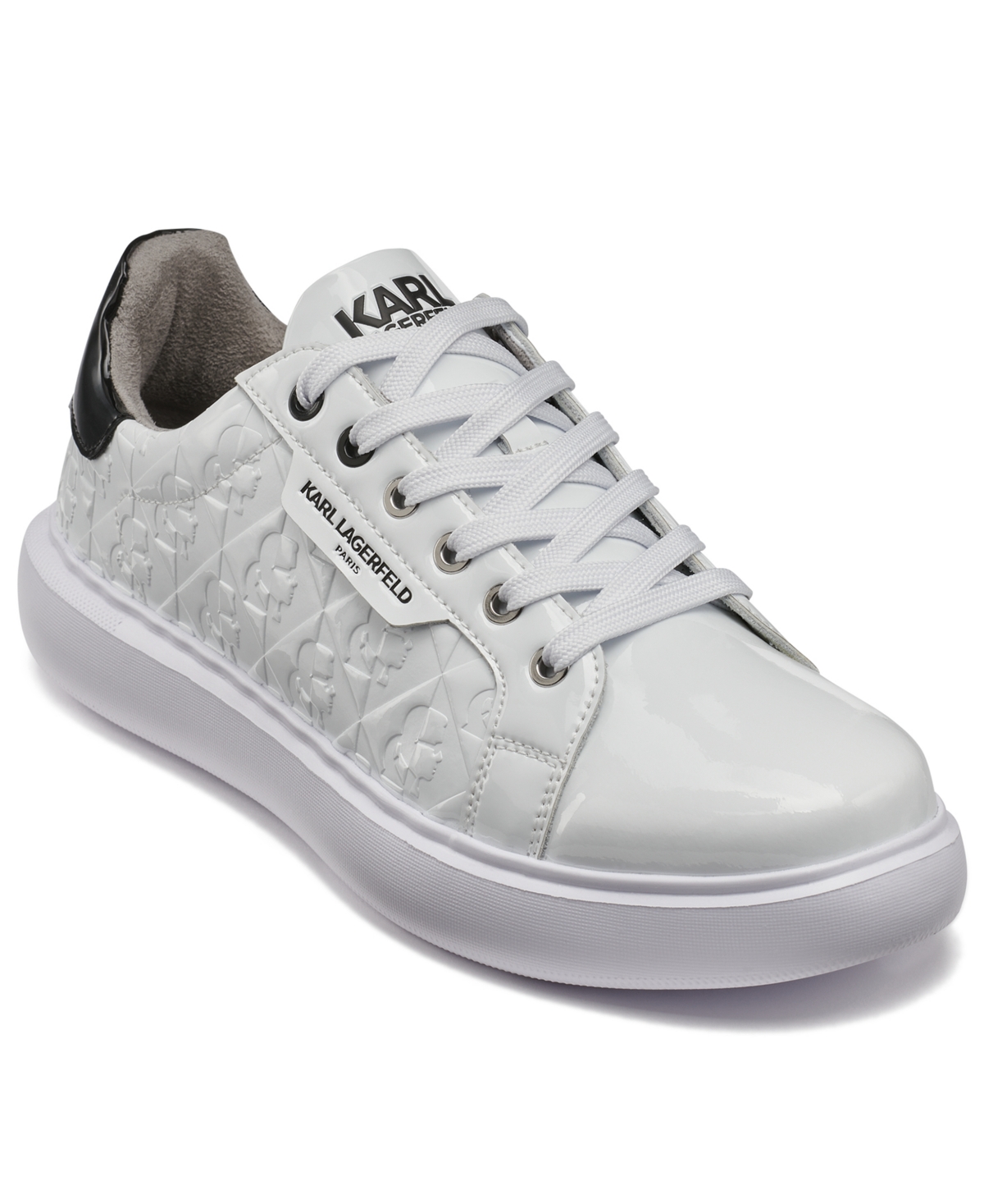 Karl Lagerfeld Men's Patent 3d Logo Sneakers In White