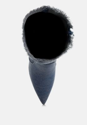 Womens Himkok Distressed Denim Mid-Calf Boots