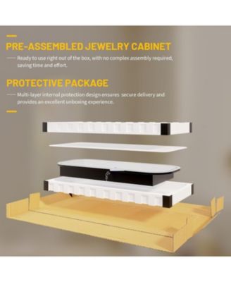 16" Hanging Jewelry Cabinet with Round Mirror Organizer