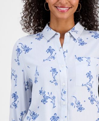 Women's Floral Stripe Shirt, Macy's Exclusive