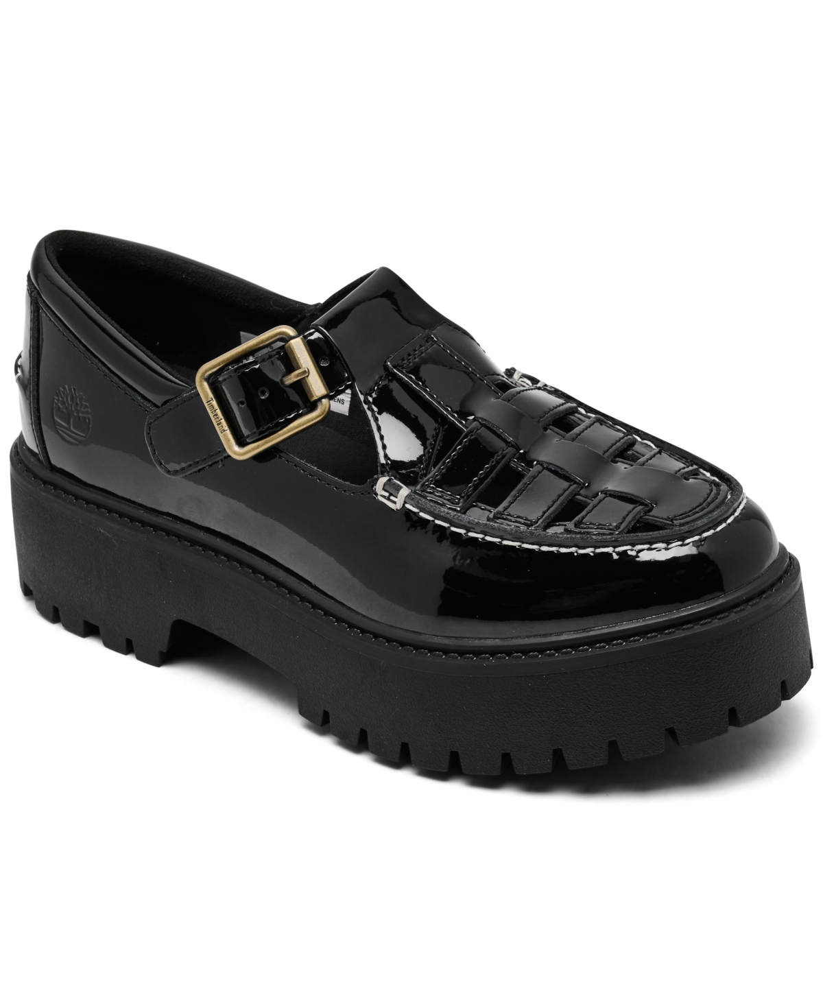Timberland Women's Patent Leather Stone Street Platform Buckle Casual Shoes from Finish Line