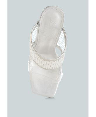 Womens Salween Clear Embellished Square Toe Heels