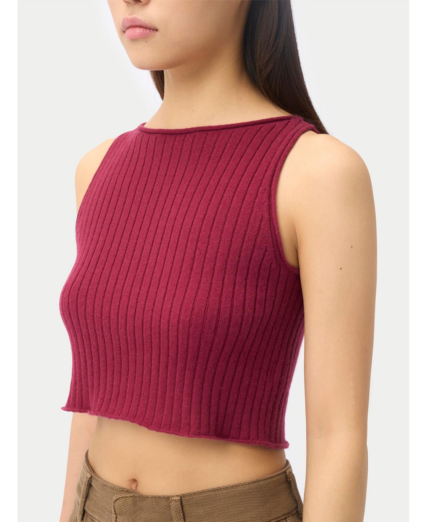 Женский укороченный кашемировый топ Gobi Cashmere, цвет: Тёмный розовый — фото 5