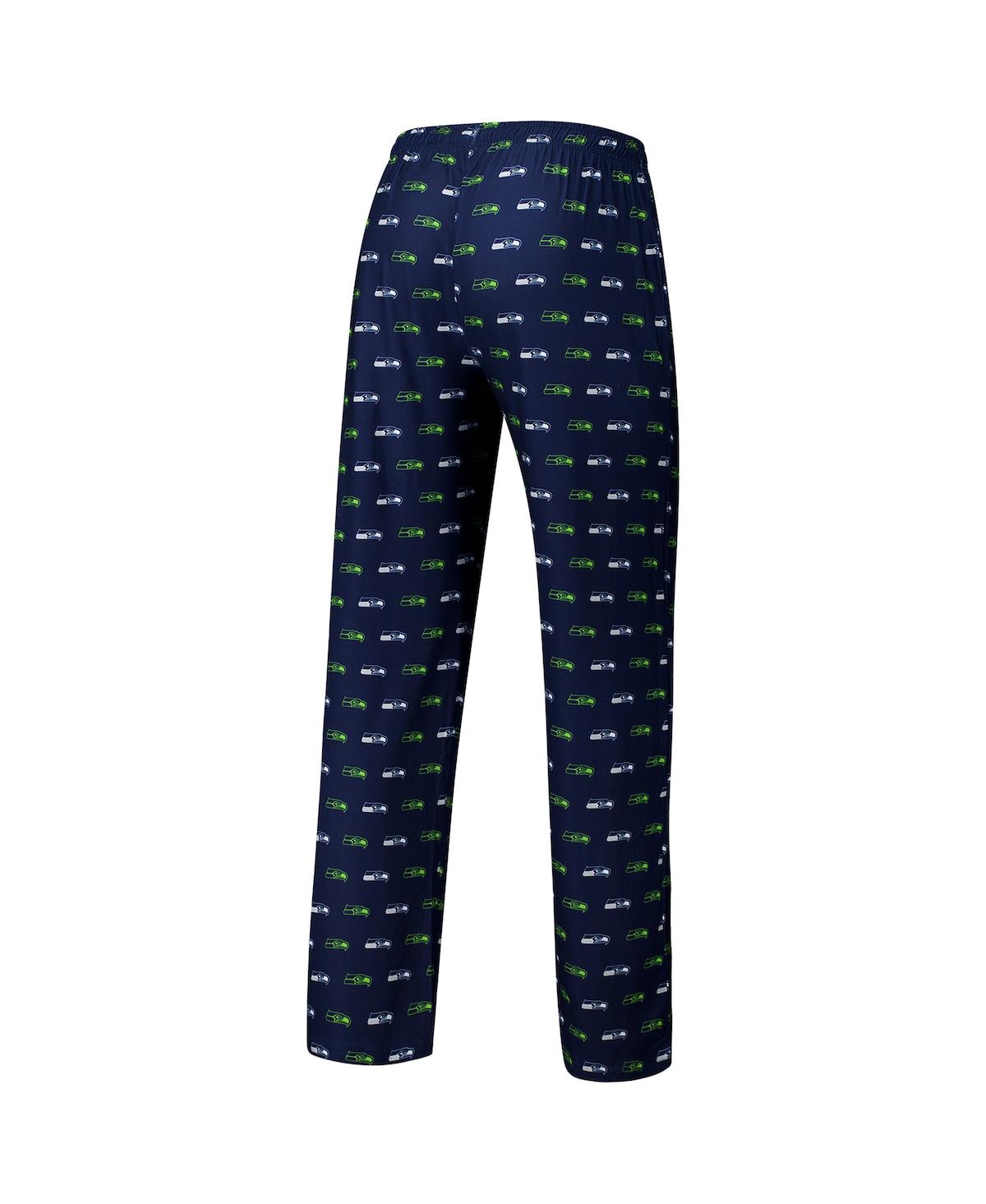 Concepts Sport Men's College Navy Seattle Seahawks Record Allover Print Knit Pants In Blue