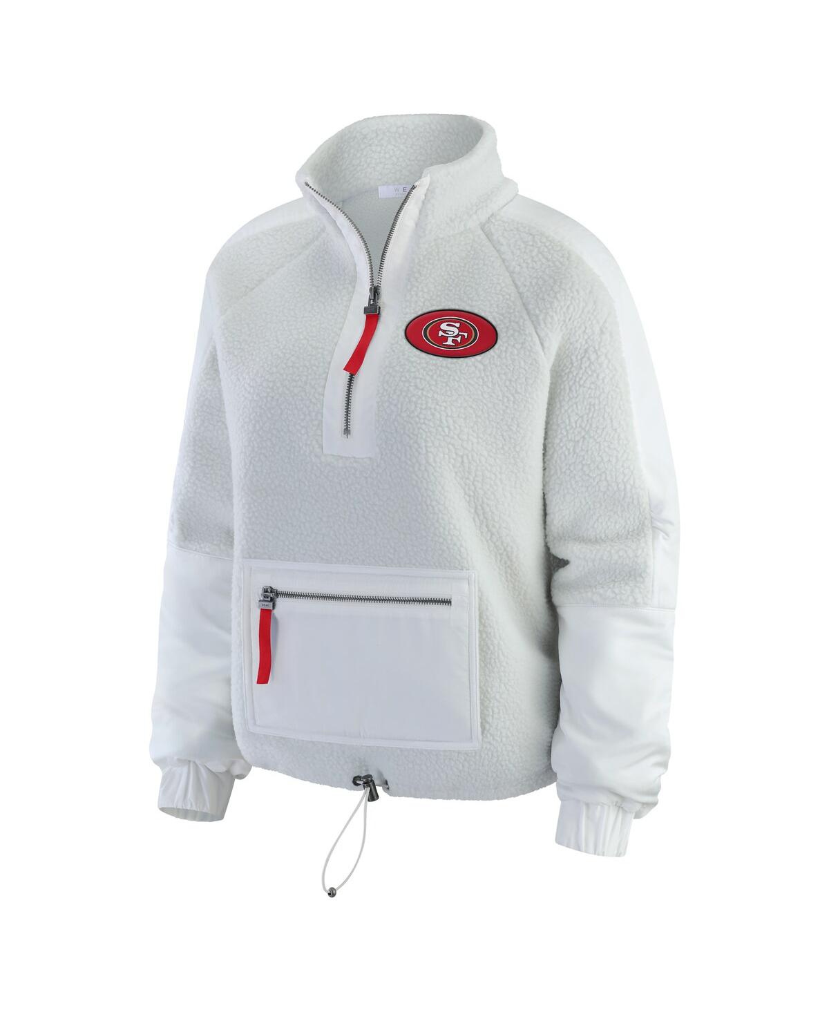 Wear By Erin Andrews Women's White San Francisco 49ers Polar Fleece Half-zip Jacket In White