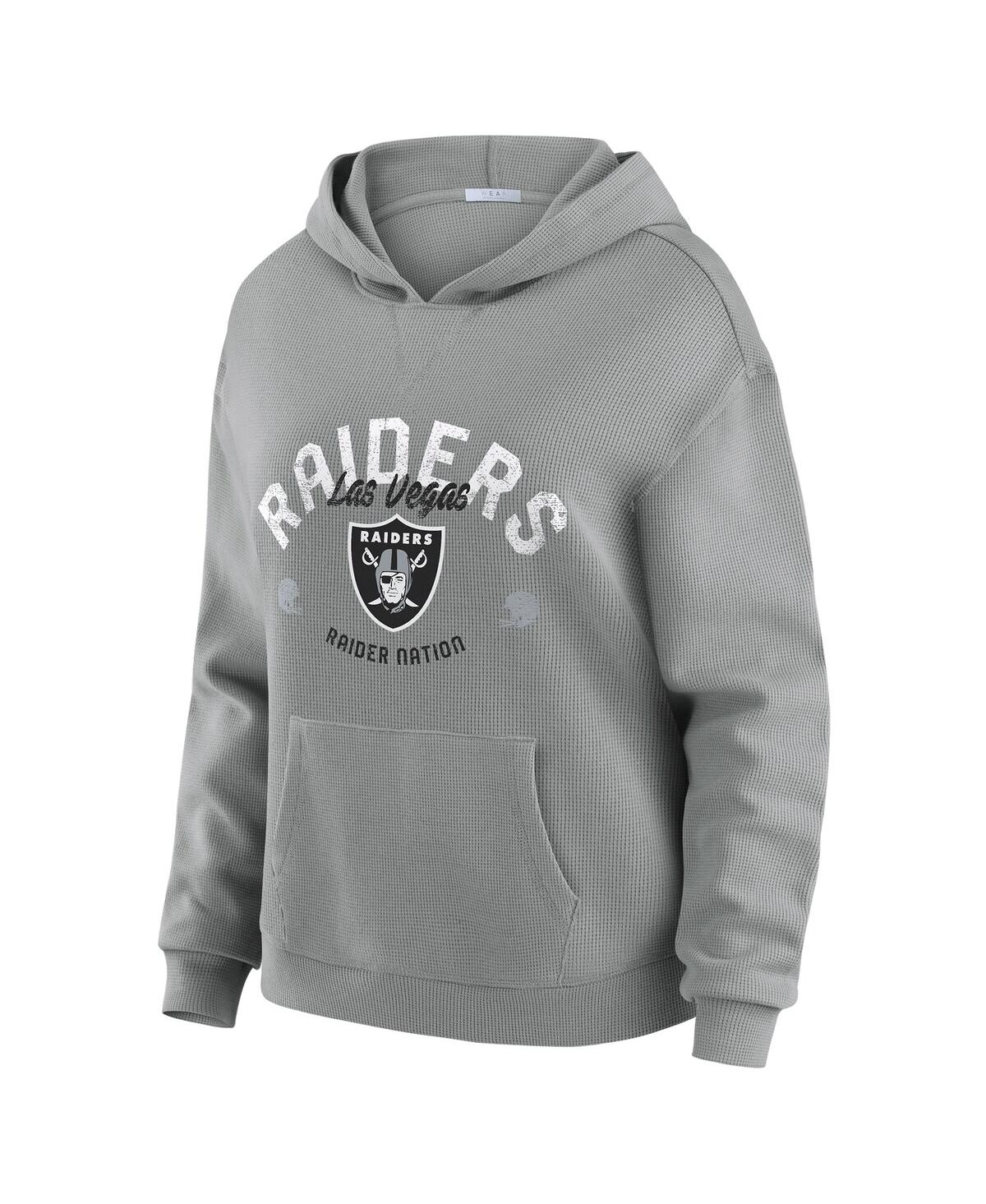 Wear By Erin Andrews Women's 2-piece Gray Las Vegas Raiders Waffle-knit Long-sleeve Hoodie And Lounge Pant Set In Gray