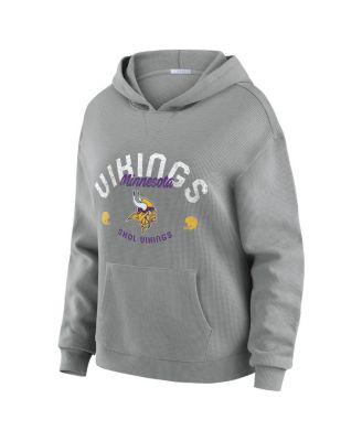 WEAR by Erin Andrews - Women's 2-Piece Gray Minnesota Vikings Waffle-Knit Long-Sleeve Hoodie and Lounge Pant Set