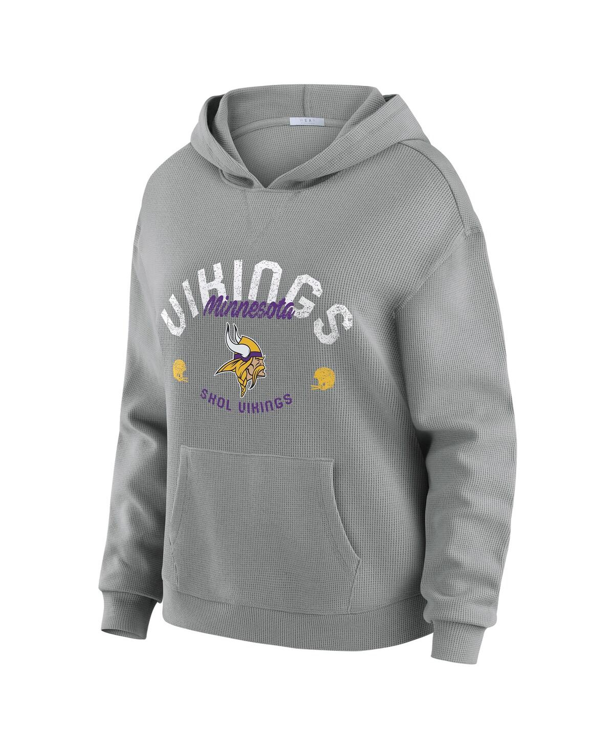 Wear By Erin Andrews Women's 2-piece Gray Minnesota Vikings Waffle-knit Long-sleeve Hoodie And Lounge Pant Set In Gray