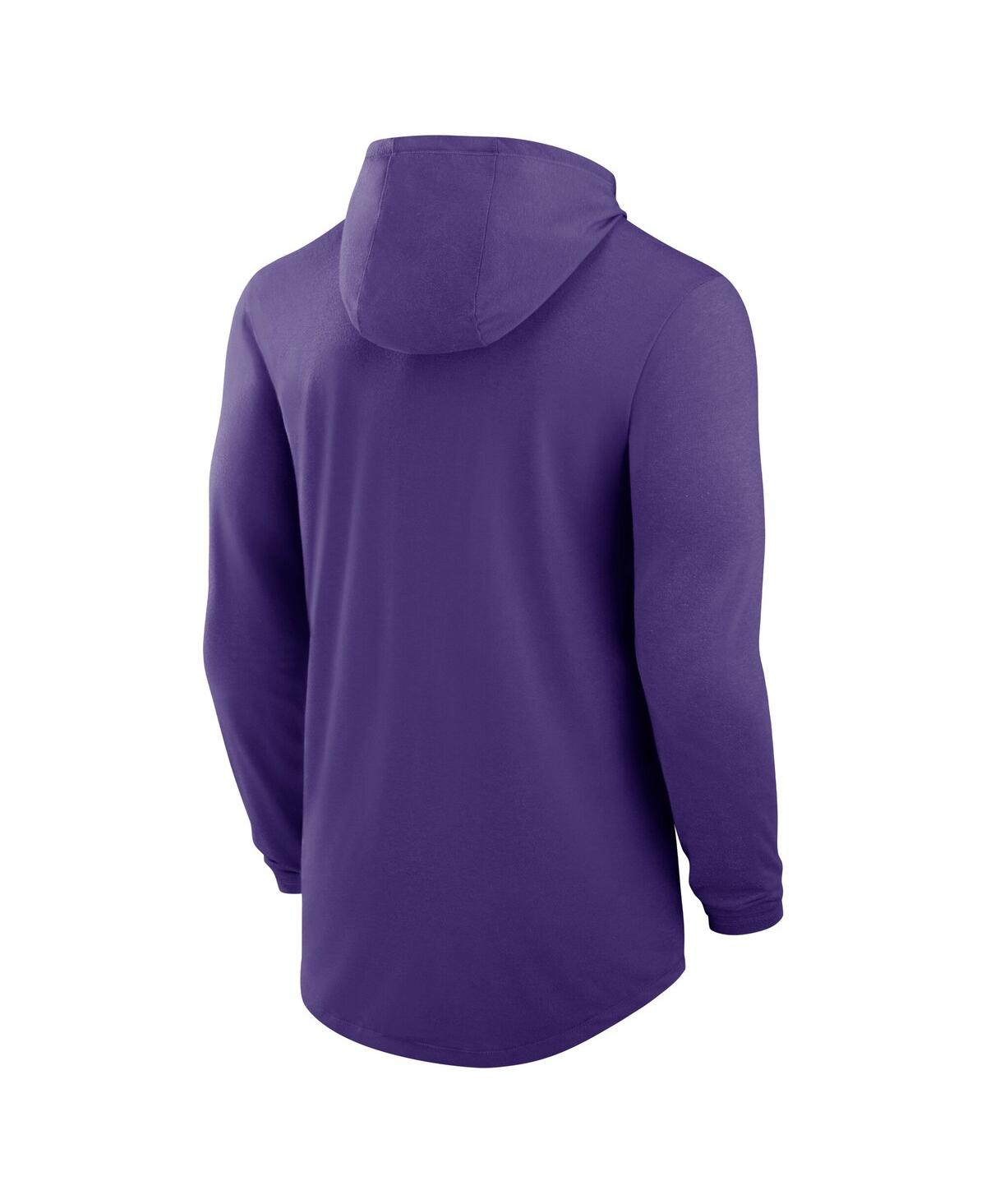Nike Men's Purple Lsu Tigers Legacy Tri-Blend Dri-fit Long Sleeve Hoodie T-Shirt