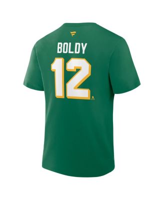 Men's Matthew Boldy Kelly Green Minnesota Wild Authentic Stack Name Number T-Shirt