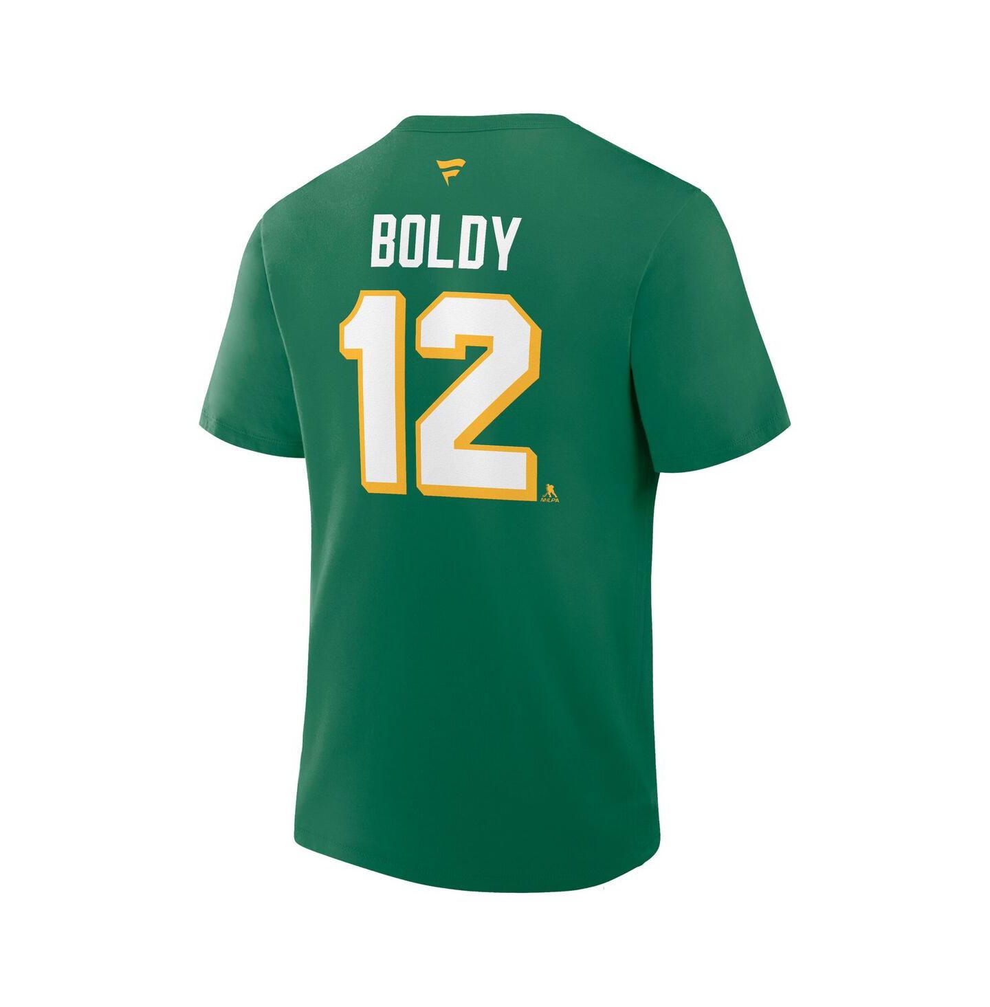 Мужская футболка Fanatics Matthew Boldy Kelly Green Minnesota Wild Authentic Stack Name & Number — фото 3
