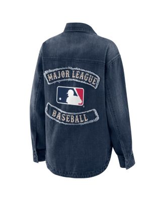 Women's Denim MLB Washed Oversized Denim Full-Snap Shacket