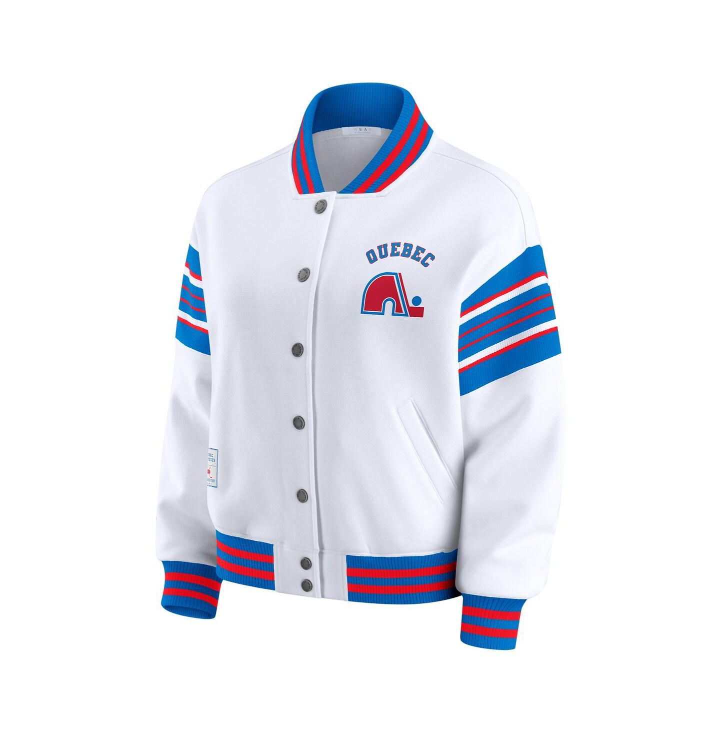 Женская куртка WEAR by Erin Andrews White/Blue Quebec Nordiques Full-Snap Fleece Sweatshirt — фото 3
