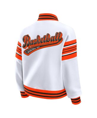 Women's White/Orange WNBA Full-Snap Fleece Sweatshirt Jacket